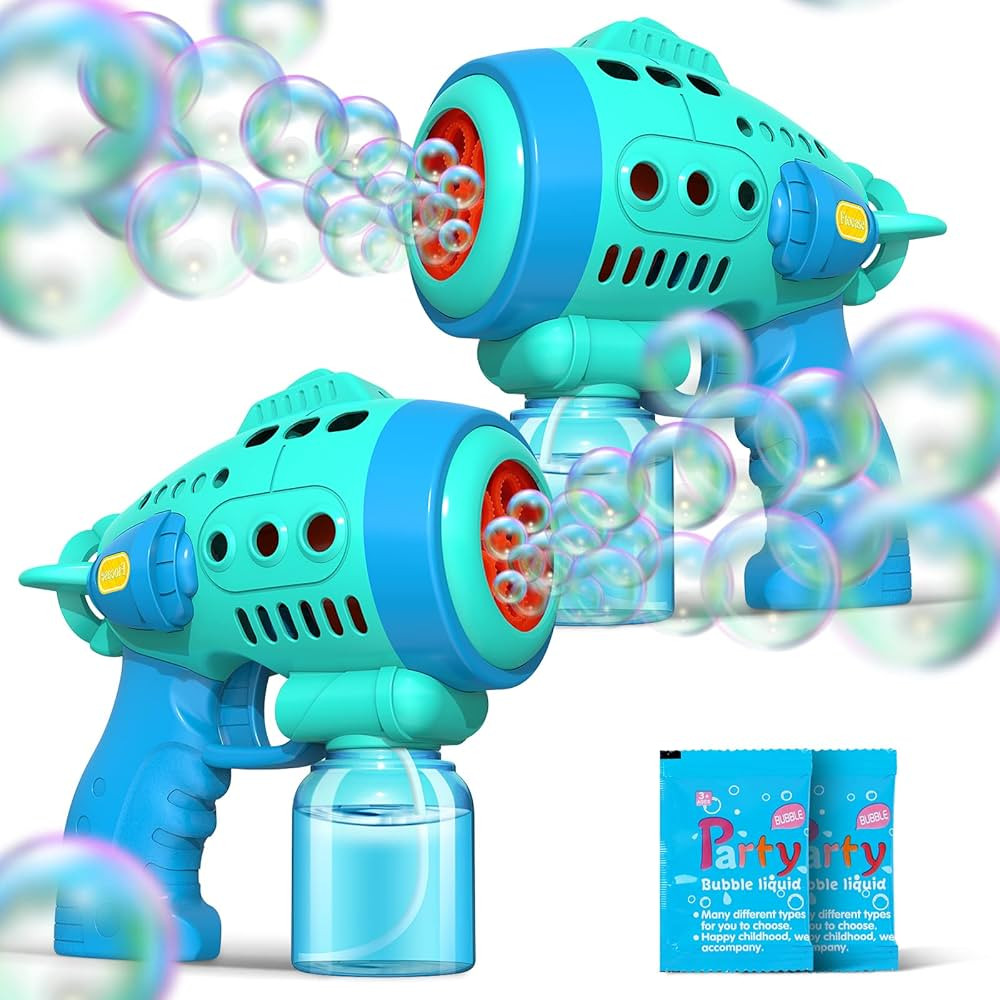 2 Bubble Gun with Bubble Liquid, Bubble Machine for Toddlers with 360-Degree Leak-Proof Design, E... | Amazon (US)