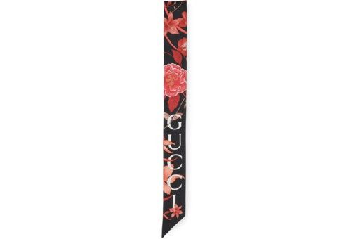 Floral Gucci print silk neck bow | Gucci (US)