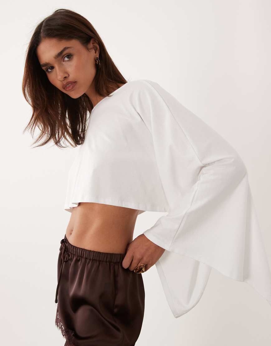 ASOS DESIGN jersey cape style top in white | ASOS (Global)
