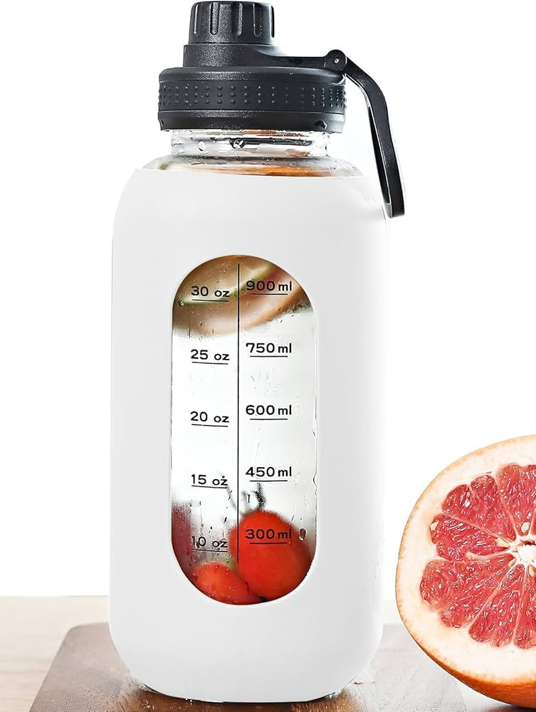 Glass Water Bottles 40 oz with Silicone Sleeve Drinking Hydration Bottles Reusable BPA Free Boros... | Amazon (US)