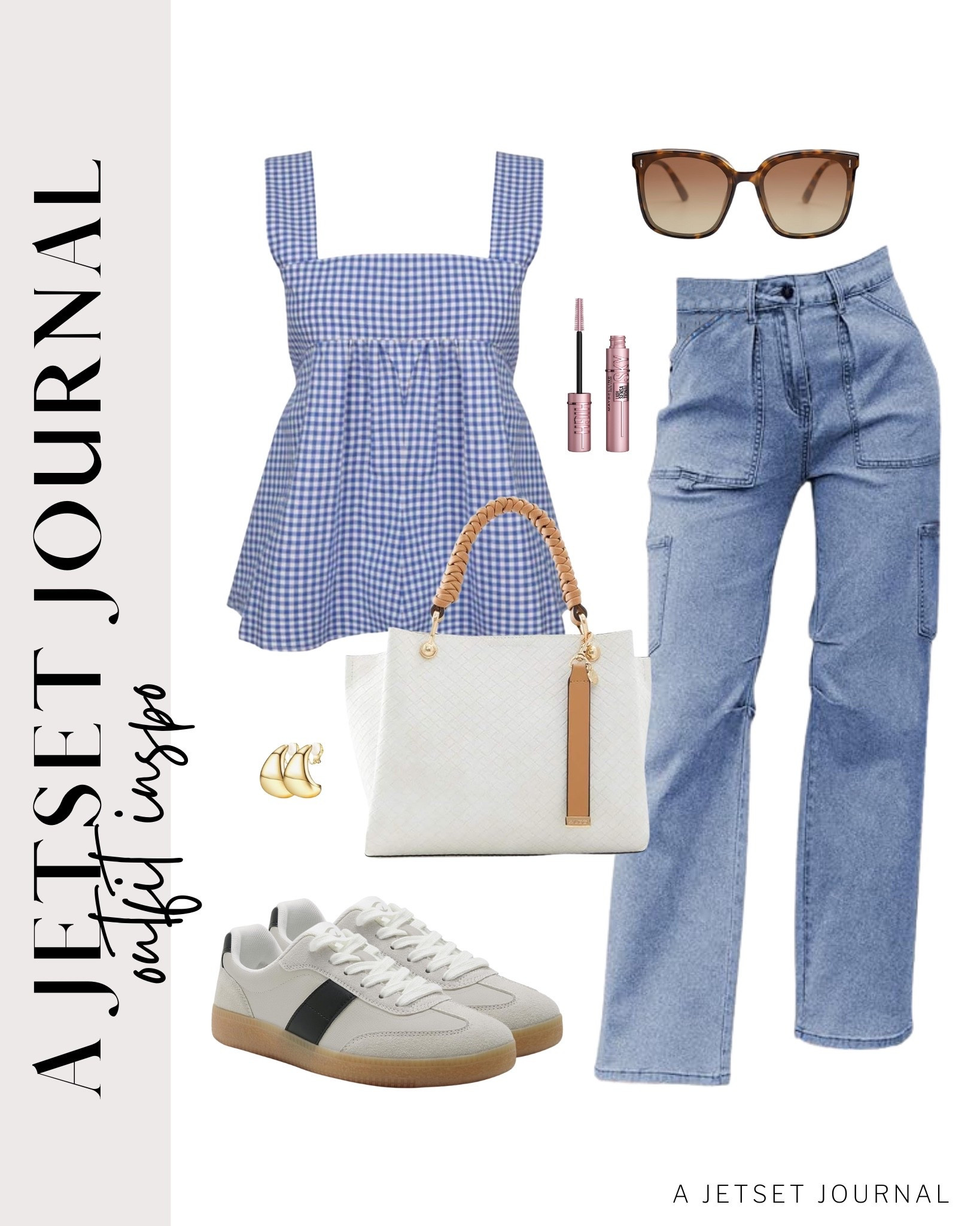 Want to level up your summer outfit? Here's a peplum top you can pair with cargo jeans!
gingham tank top, straight leg jeans, maybellinne sky high mascara, viral product, summer makeup, everyday fashion, summer fashion, airport outfit, casual look, vacation style, makeup must have, beauty favorite, summer outfit idea, functional bag, amazon fashion, affordable style

#LTKSeasonal #LTKU #LTKStyleTip