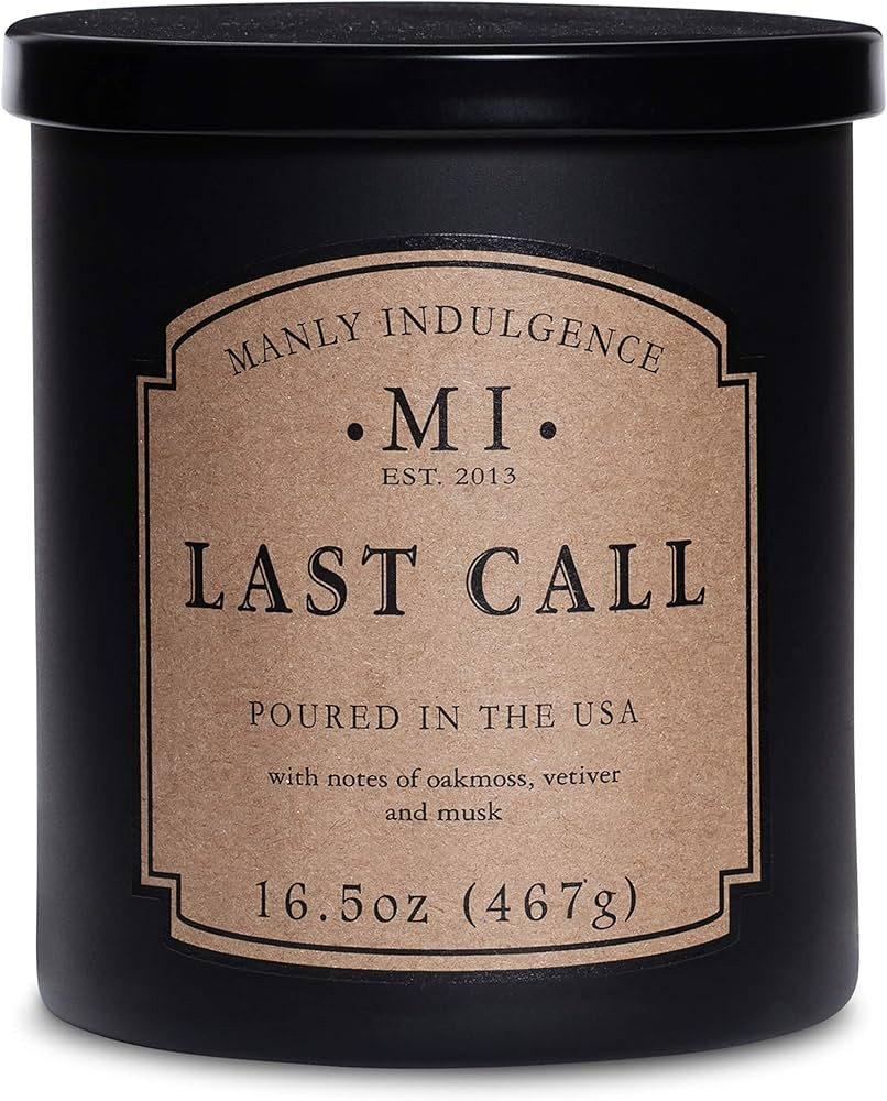 Manly Indulgence Scented Candles for Men|Last Call – Oakmoss, Vetiver & Musk|Strong Masculine F... | Amazon (US)
