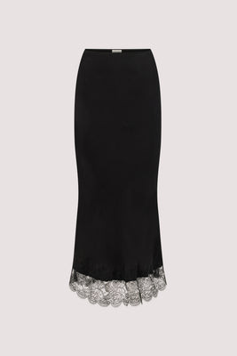 MINA BLACK CUPRO LACE MIDI SKIRT | DISSH