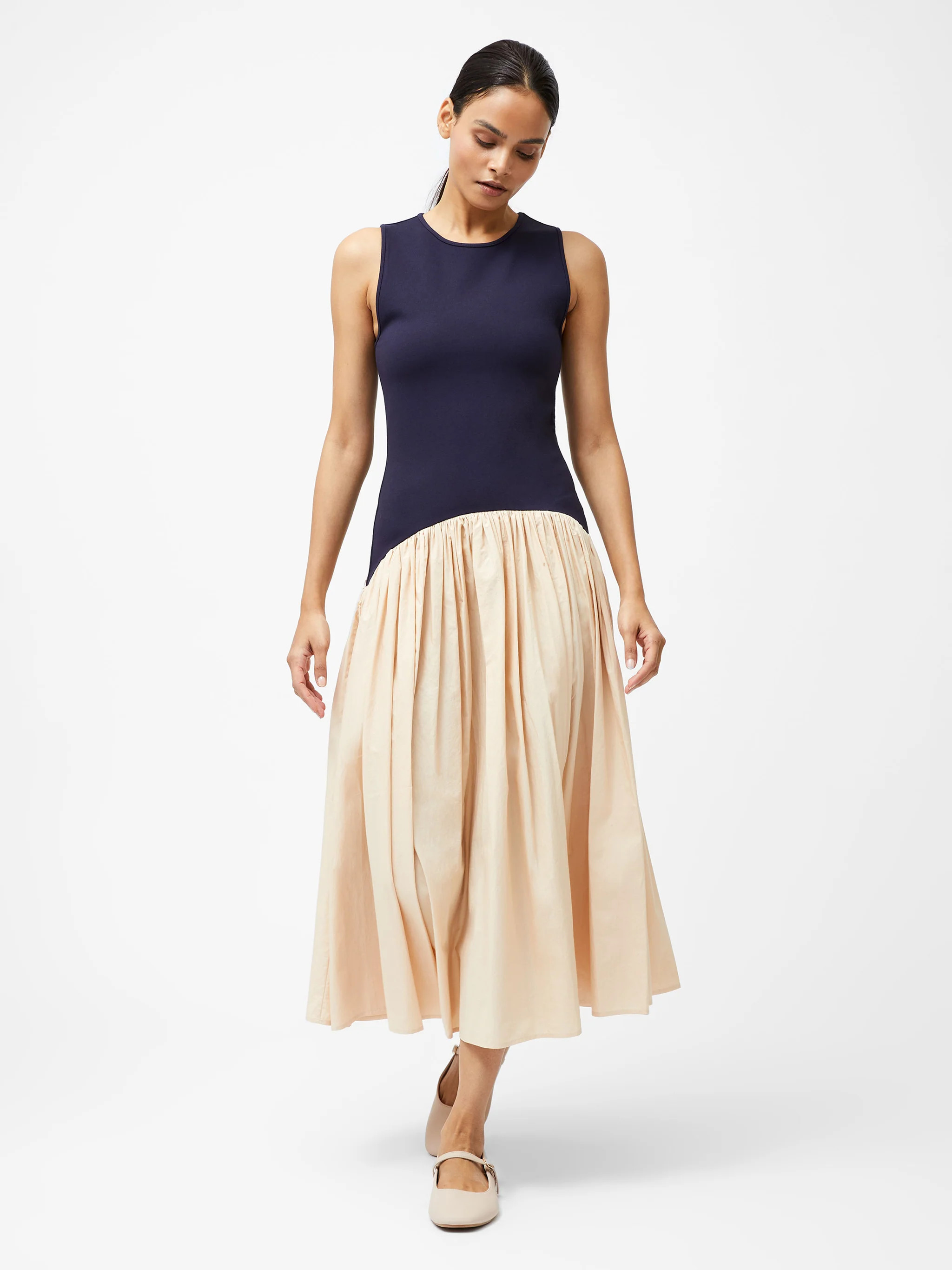 Kayle Jia Mix Drop Waist Midi Dress | French Connection (UK)