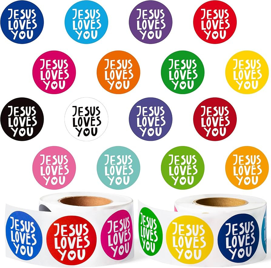 Jesus Love You Stickers, 1000pcs Christian Religious Sticker 2 Rolls
Waterproof Vinyl Self Adhesive, Page Activity Pad Birthday Party Favor, Water Bottle Laptop Church Event Greeting Card Making
 | Amazon (US)