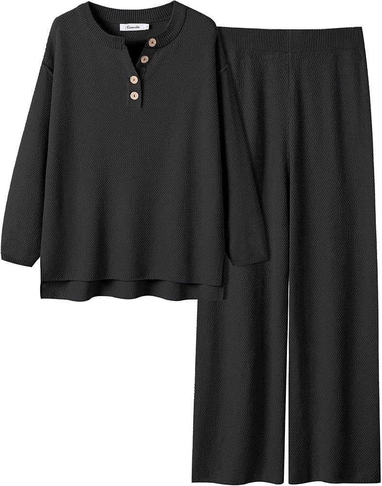 ANRABESS Women 2 Piece Outfits Oversized Loose Waffle Knit Sweater Set 2025 Fall Trendy Matching ... | Amazon (US)