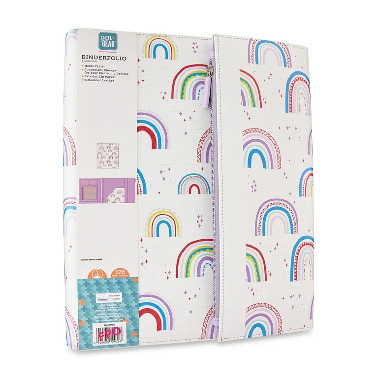 Pen+Gear 3-Ring Binderfolio for Notebooks, 1" O-Rings, Rainbow | Walmart (US)