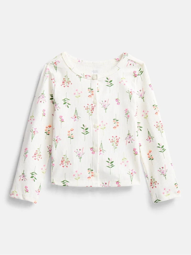 Wonder Nation Toddler Girls' Ribbed Cardigan with Long Sleeves, Sizes 18M-5T | Walmart (US)