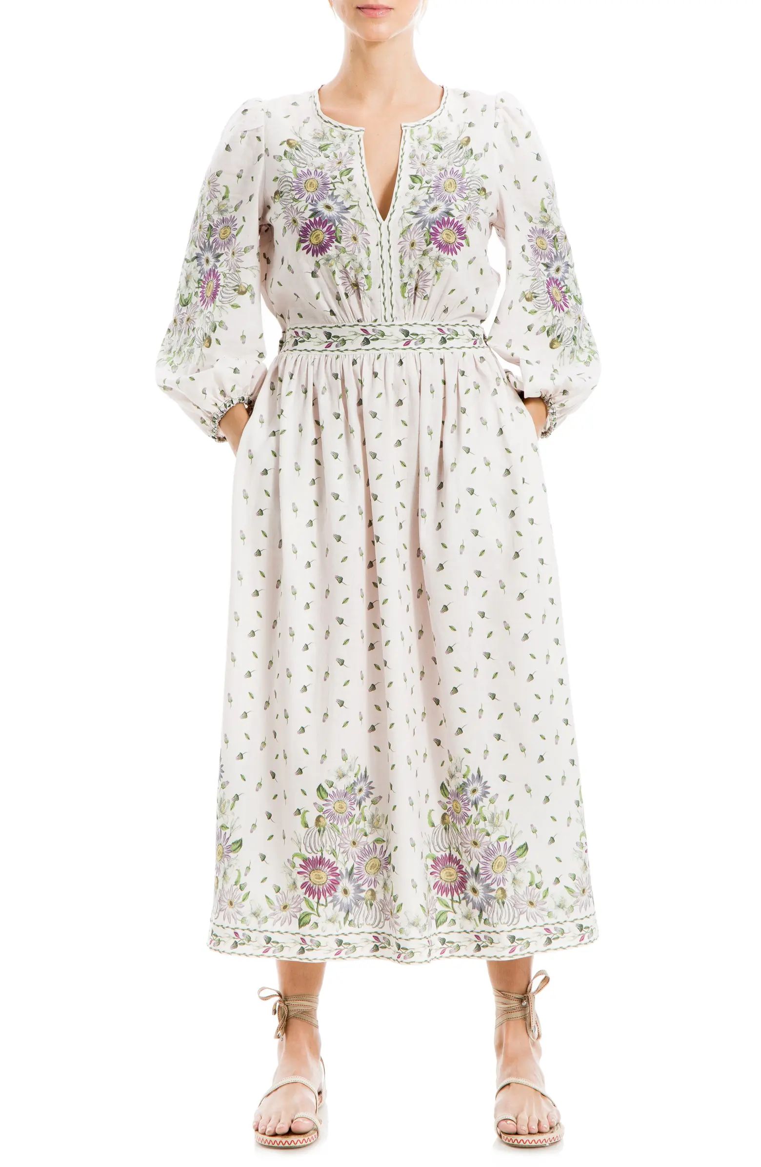 Floral Linen Blend Dress | Nordstrom Rack