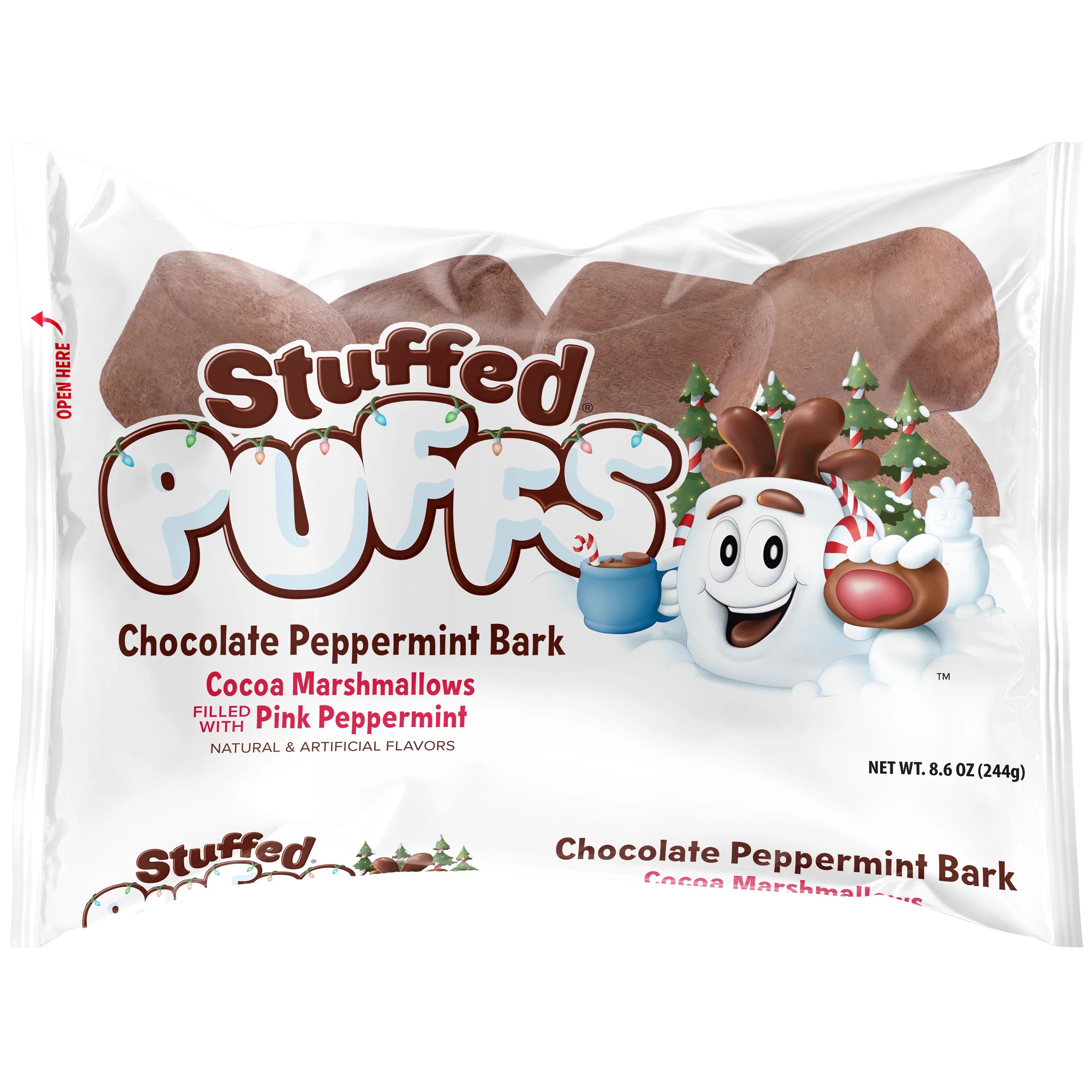 Stuffed Puffs ® Chocolate Peppermint Bark Cocoa Marshmallows Filled with Pink Peppermint 8.6oz b... | Walmart (US)