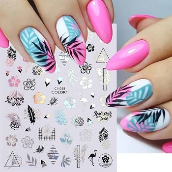 Summer Nail Art Stickers Decals Palm Tree Nail Stickers Fun Summer Stickers for Nails 6PCS Starfi... | Amazon (US)