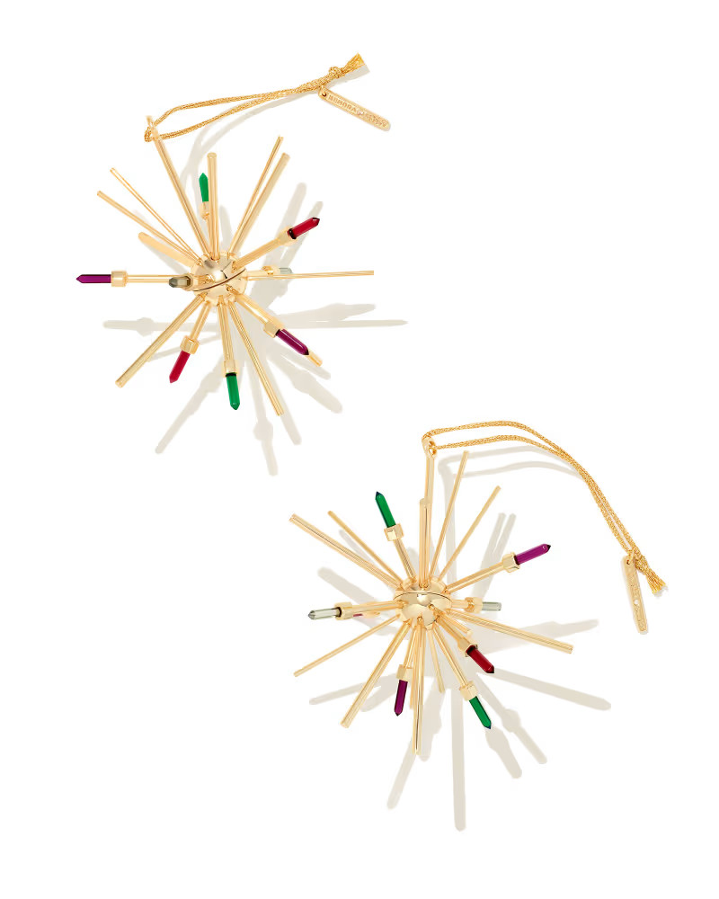 Starburst Gold Ornament Set of 2 in Multicolor | Kendra Scott