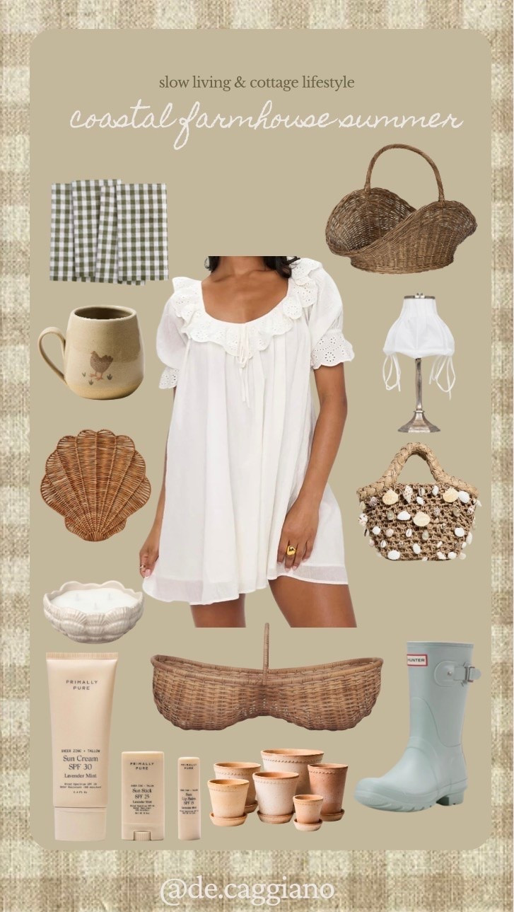 A slow living and cottagecore lifestyle moodboard inspired by coastal grandmother living and sunny days out in the garden or at the farmhouse 🦋🤍🧺

#LTKootd #LTKSeasonal #LTKHome