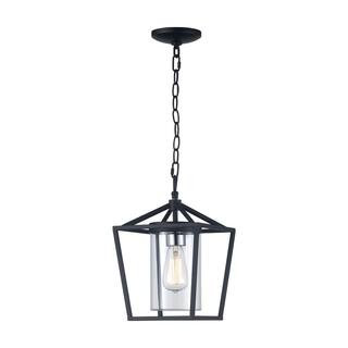 Monteaux 1-Light Black Hanging Outdoor Pendant Light with Clear Glass | The Home Depot