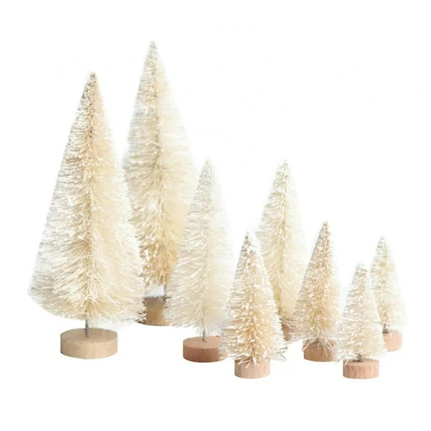 8PCS Artificial Mini Christmas Trees Bottle Brush Mini Sisal Trees with Wood Base for Christmas T... | Walmart (US)