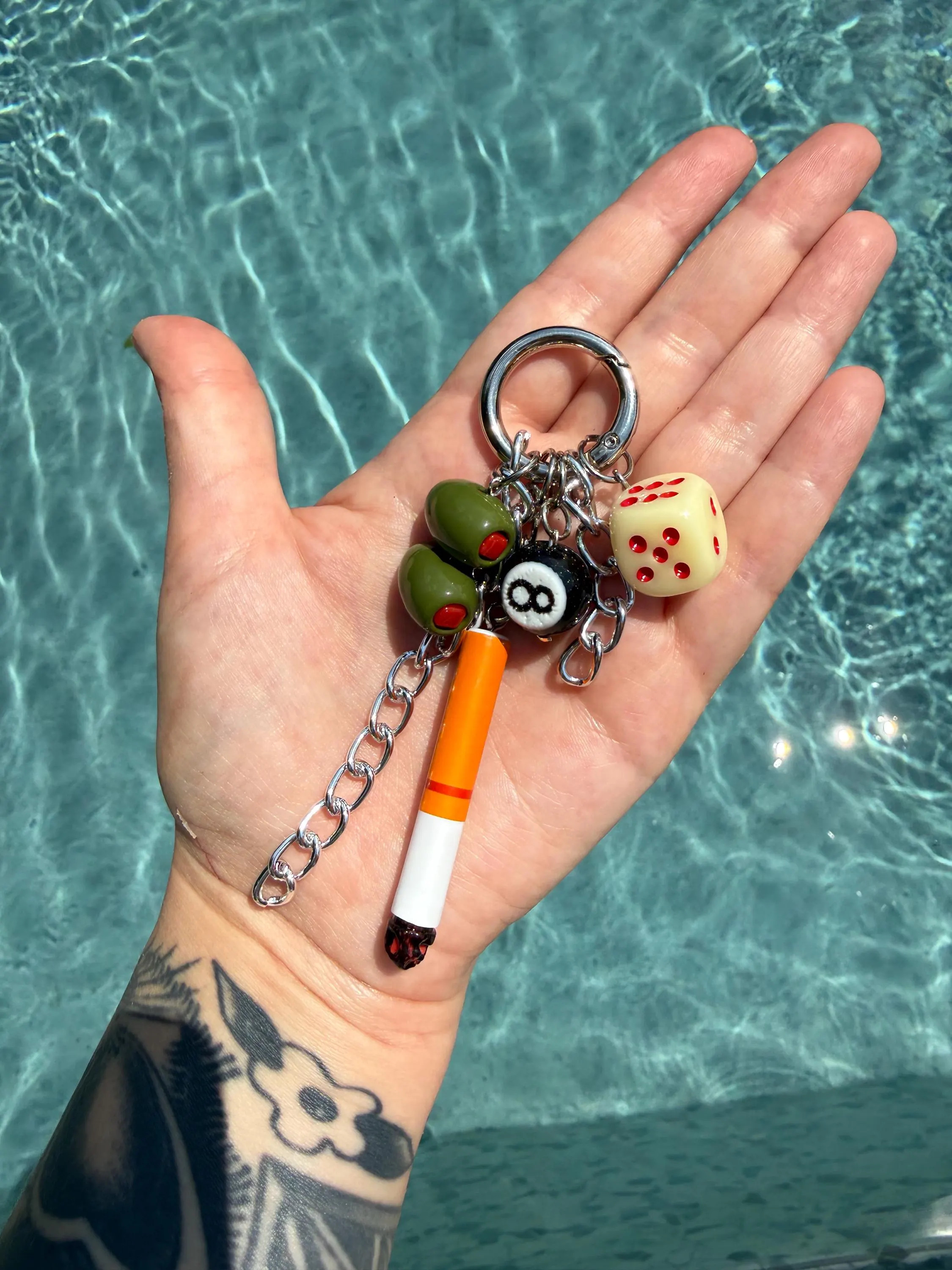 Customizable Vegas Keychain | Carabiner | Bag Charm | Olive, Pasta, Cigarette, Chili Pepper, 8 Ball, Dice, Playing Card | Etsy (Global)