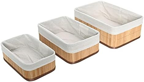 Mimo Style Jogo de 03 Cestos Organizadores Feito de Bambu Cor Claro. Perfeito Para Banheiros, Arm... | Amazon (BR)