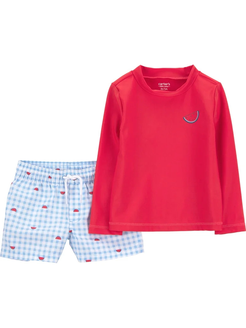 Carter's Child of Mine Toddler Boy Rash Guard Swimsuit Set, 2-Piece, Sizes 12M-5T | Walmart (US)