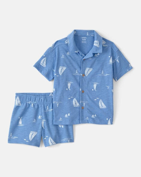 Carter's Toddler Boys Boy 2-Piece Sailboat Top & Short Set - Blue 3T Blue | Carter's Inc