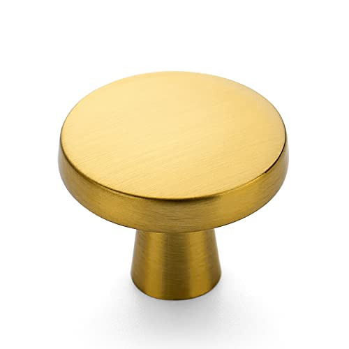 Ravinte 5 Pack Drawer Pulls 1-1/4 Inch Brushed Brass Kitchen Cabinet Knobs Solid Round Gold Dresser Handles for Simple Cupboard Hardware | Amazon (US)