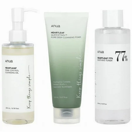 ANUA Heartleaf Quercetinol Pore Deep Cleansing Foam 5.07 fl oz + Pore Control Cleansing Oil 200ml + 77% Soothing Toner 250ml/ 8.45 fl oz(3PCS) | Walmart (US)