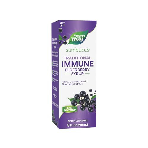 Nature’s Way Sambucus Elderberry Traditional Immune Syrup, Highly Concentrated Black Elderberry Extract, Traditional Immune Support*, Delicious Berry Flavored, 8 Fl Oz (Packaging May Vary) | Amazon (US)