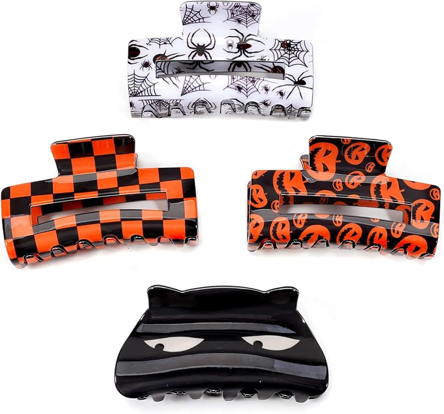 4 Pack Halloween Hair Claw Clips for Women Girls Gifts Pumpkin Spider Web Cat Hair Clips Fall Ora... | Amazon (US)