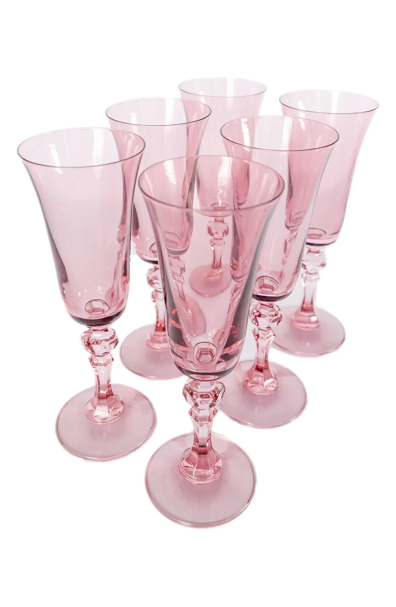 Estelle Colored Glass Set of 6 Regal Flutes in Rose at Nordstrom | Nordstrom