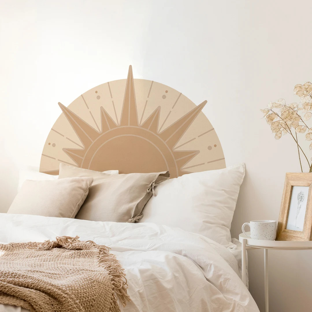 Half Sun Wall Decal - Boho Half Sun Wall Sticker Decal - Peel and Stick Decals | Etsy (US)