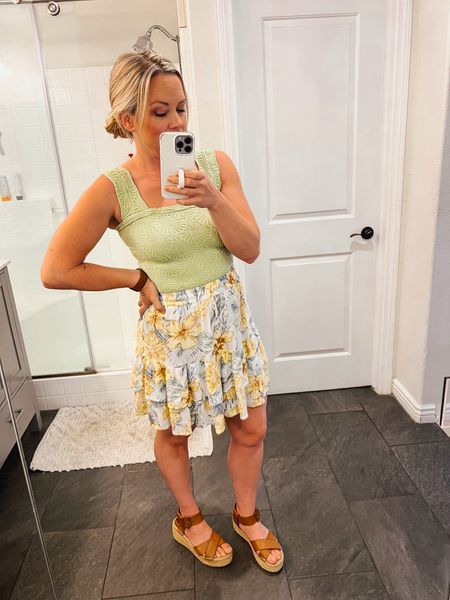 Spring break outfit idea!! This tropical skirt is on major sale and runs true to size. The top runs pretty small so size up at least one, I’m wearing a medium but reordered it in a large

#LTKfindsunder50 #LTKSeasonal #LTKtravel