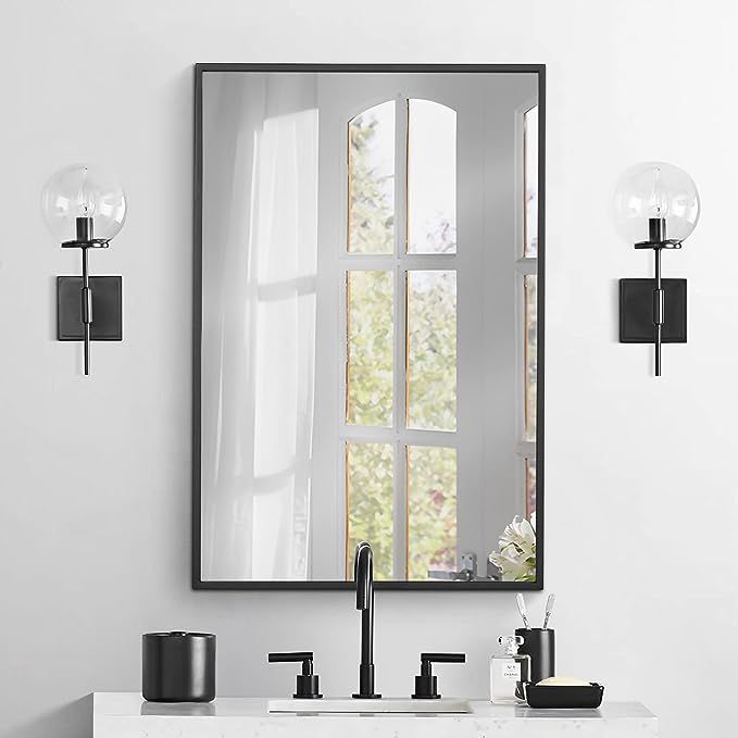 Arcus Home 20 x 30 inch Black Bathroom Mirror for Wall Vanity Mirror Metal Frame for Modern Farmh... | Amazon (US)