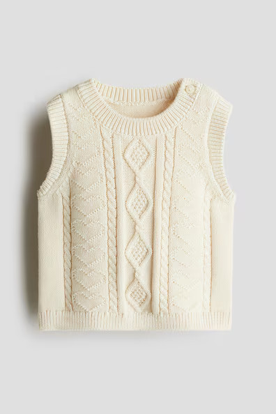 H & M - Cable-Knit Sweater Vest - Beige | H&M (US + CA)