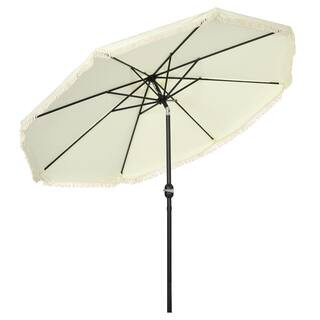 Outsunny 9 ft. Polyester Pool Umbrella in Cream White with Push Button Tilt and Crank 84D-208V00C... | The Home Depot