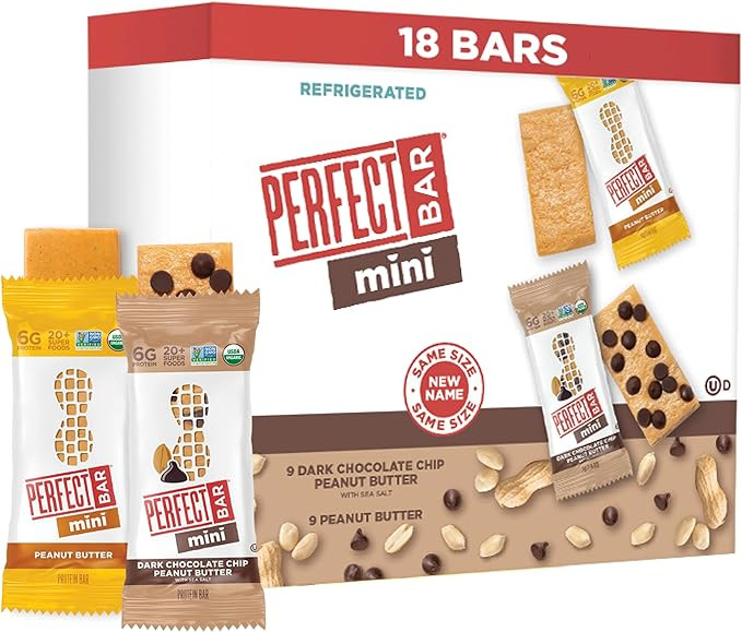 Perfect Bar Mini, Peanut Butter and Dark Chocolate Chip Peanut Butter Variety Pack, Protein Snack... | Amazon (US)