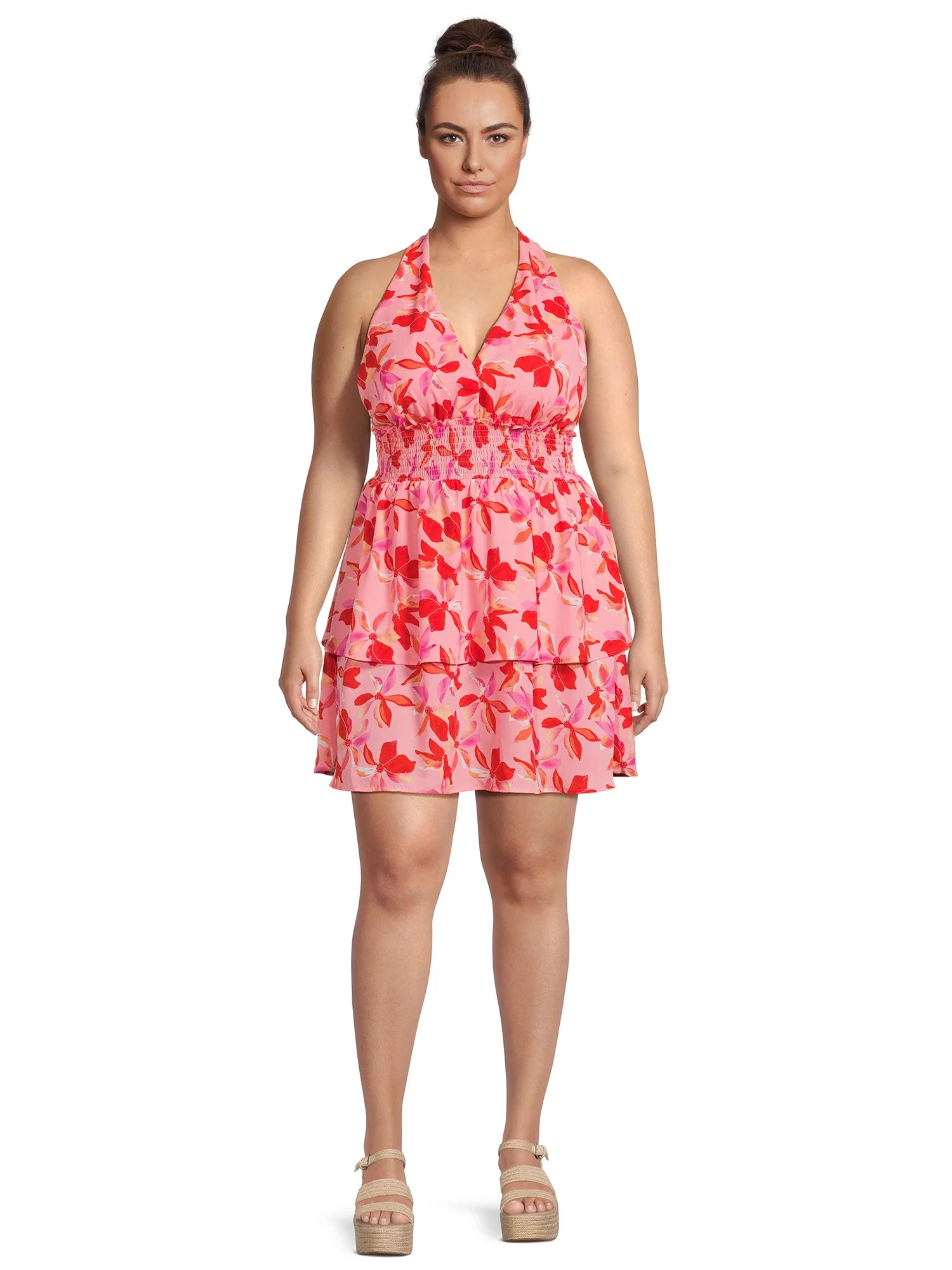Madden NYC Juniors Plus Size Tiered Halter Dress - Walmart.com | Walmart (US)