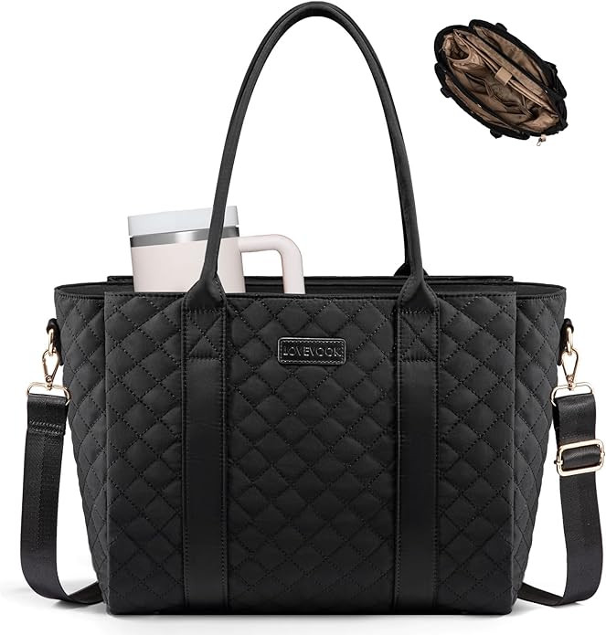 Teacher Tote Bag for Women, Quilted Work Tote Nurse Laptop Bag, Large Computer Shoulder Bags with... | Amazon (US)