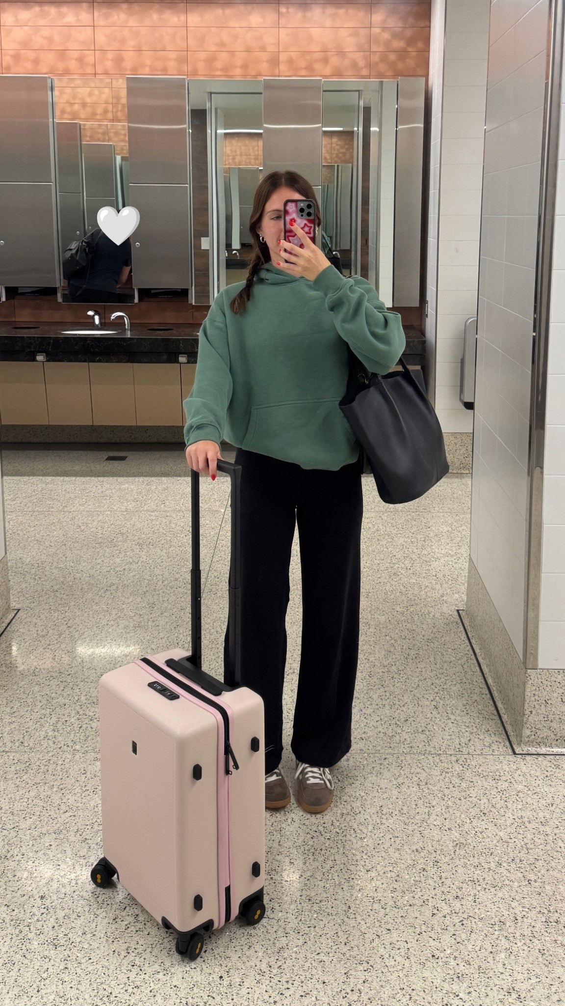 airport fit 🤍 got this carry on suitcase on amazon prime day & it’s probably my favorite purchase ever 

airport , travel , cozy , activewear 

#LTKTravel #LTKSeasonal #LTKFindsUnder100