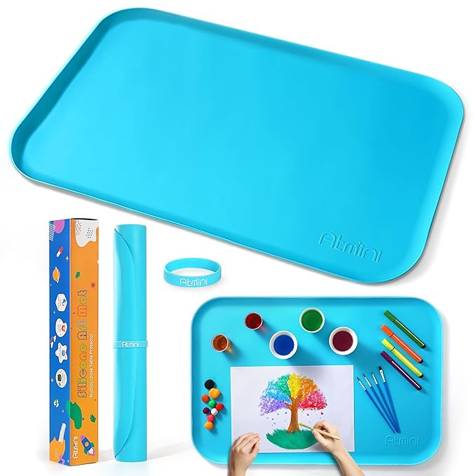 Silicone Craft Mats for Kids 24"x16"– with Raised Lip & Non-Slip | Reusable Silicone Art Mat fo... | Amazon (US)