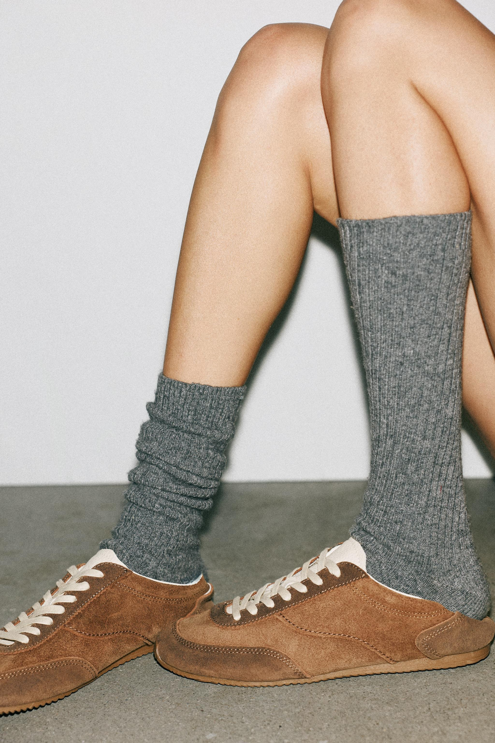 CONTRAST LEATHER SNEAKERS | Zara US