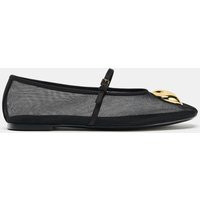 Zara - Mesh Ballerinas With Metal Detail - Black - Au 9 - Eu 40 - Woman | Zara AU