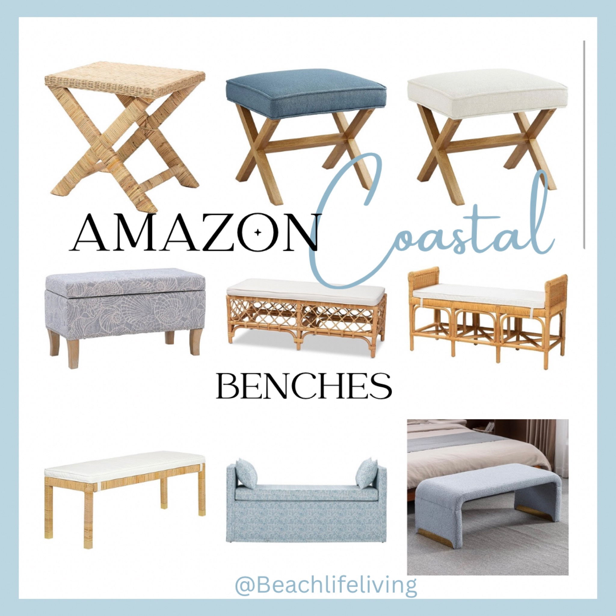 Coastal benches are trending I have found just what you need at a great budget friendly price. 

#LTKfindsunder100 #LTKhome #LTKSale