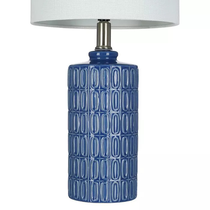 18" Textured Ceramic Table Lamp with Linen Shade (Includes LED Light Bulb) Blue - Cresswell L... | Target