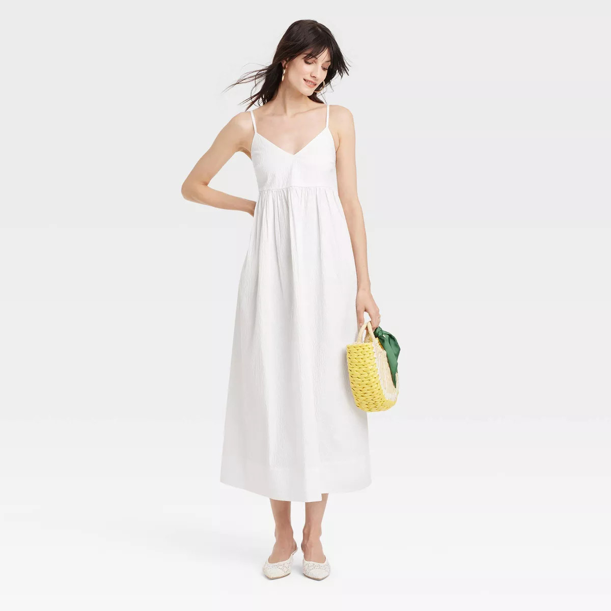 Women's Seersucker Maxi A-Line Dress - A New Day™ White M | Target