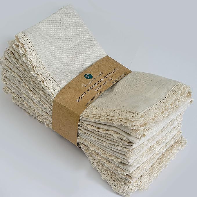 20X20 inch Oversized Dinner Napkins Premium Cotton Flax 12 Pack Natural Premium Quality Mitered C... | Amazon (US)