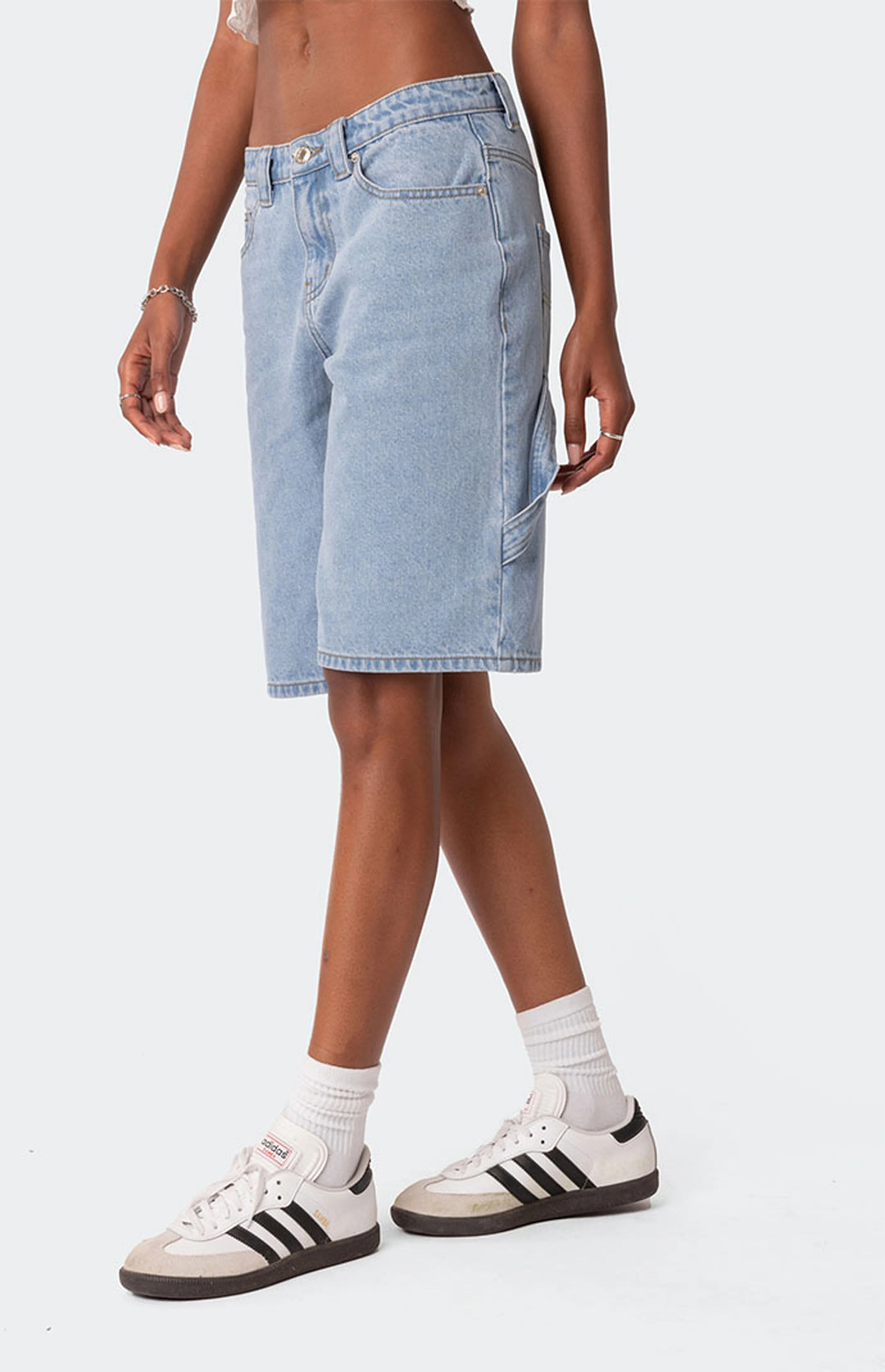 Edikted Low Rise Bermuda Denim Carpenter Shorts | PacSun