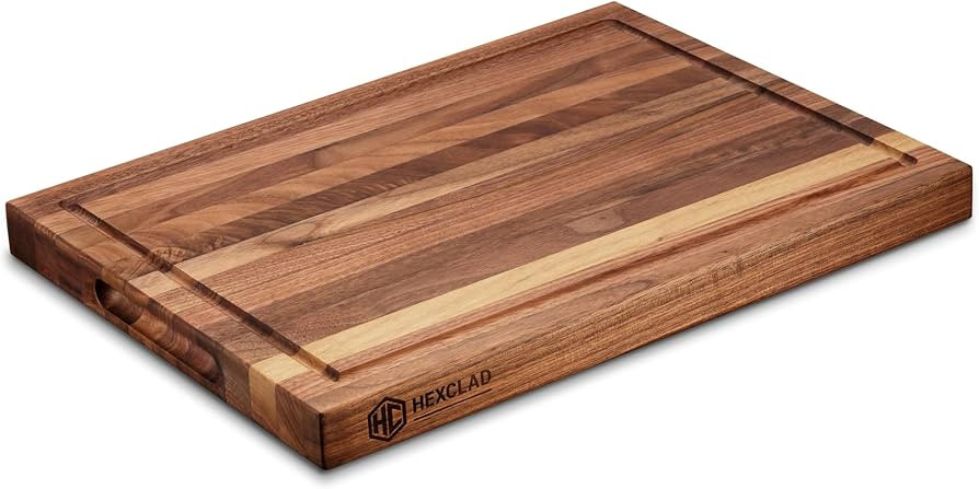 HexClad Medium Walnut Cutting Board, Double-Sided with Juice Groove & Recessed Handles, Durable, ... | Amazon (US)