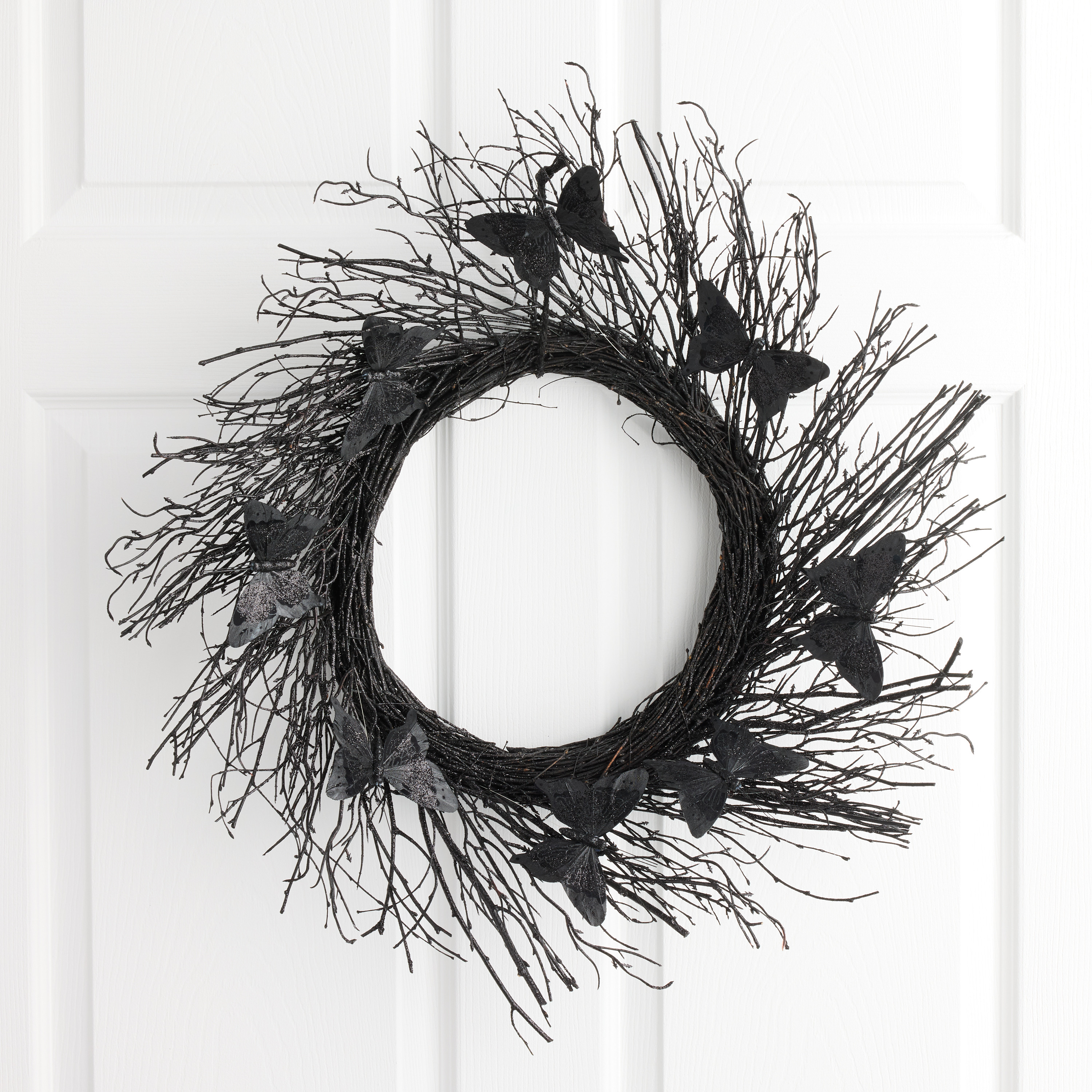 Black Twig Butterfly Spray Wreath | World Market