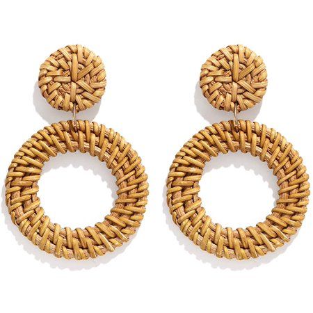 Rattan Earrings for Women Girls Handmade Lightweight Wicker Straw Stud Earrings Statement Weaving Br | Walmart (US)