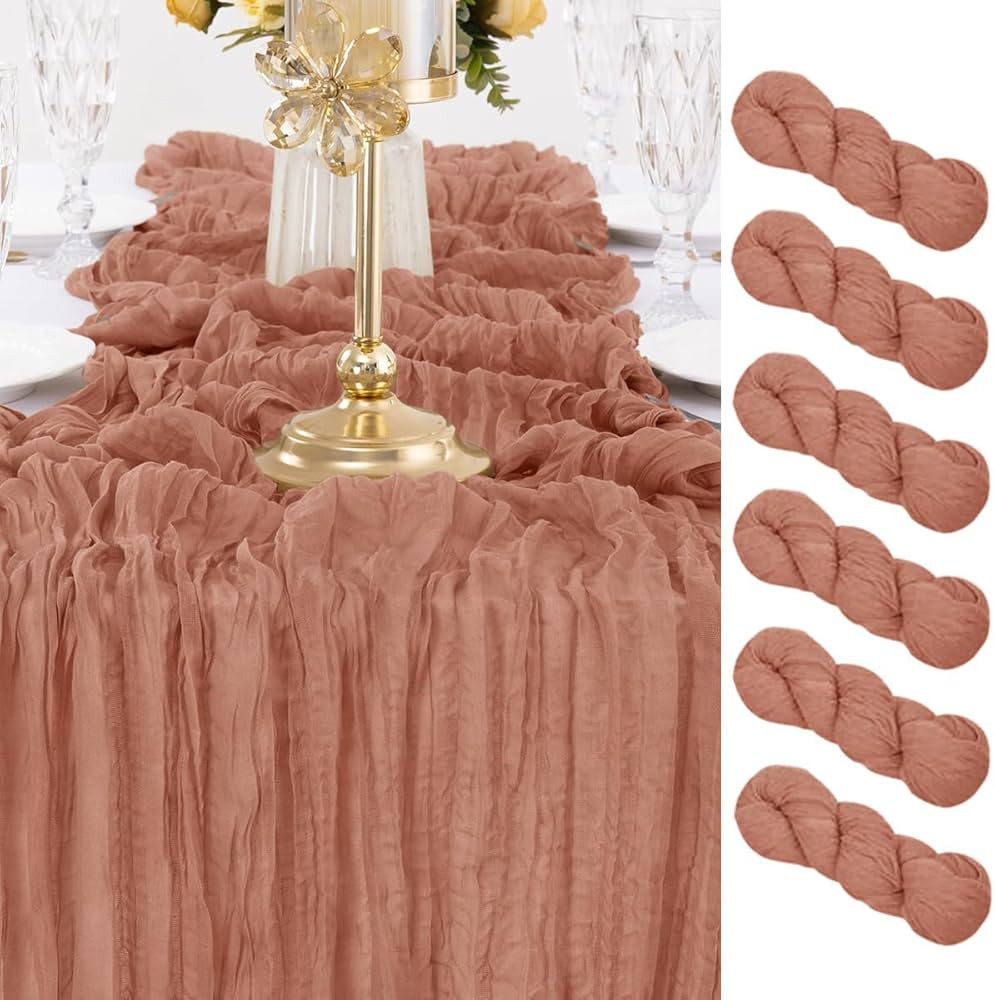 MLMW Fall Thanksgiving Cheesecloth Table Runner 13.3ft 6 Pack Dark Rose Cheese Cloth 160 inch Boh... | Amazon (US)
