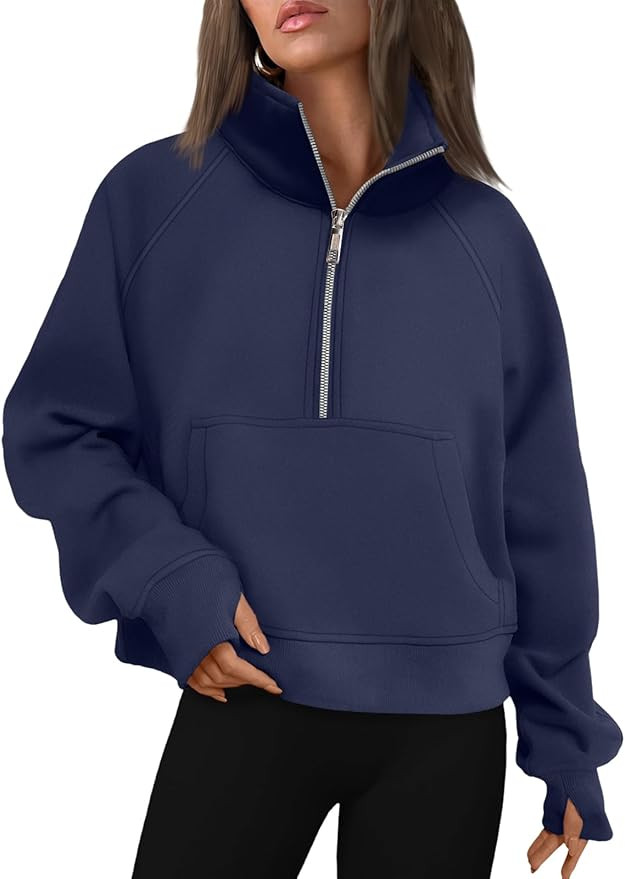 AUTOMET Womens Sweatshirts Half Zip Cropped Pullover Fleece Quarter Zipper Hoodies 2026 Fall Fash... | Amazon (US)